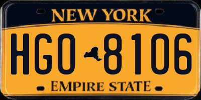 NY license plate HGO8106