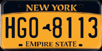 NY license plate HGO8113