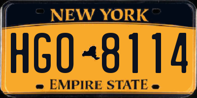 NY license plate HGO8114