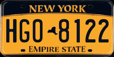 NY license plate HGO8122