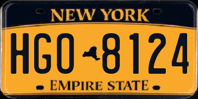 NY license plate HGO8124