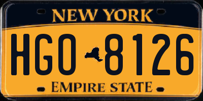 NY license plate HGO8126