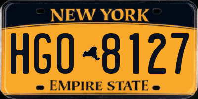 NY license plate HGO8127