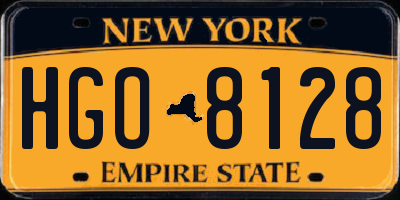 NY license plate HGO8128