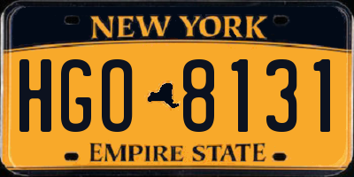 NY license plate HGO8131