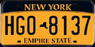 NY license plate HGO8137