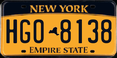 NY license plate HGO8138