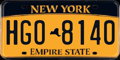 NY license plate HGO8140