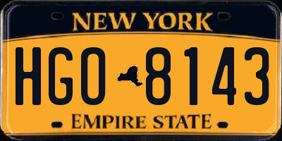 NY license plate HGO8143