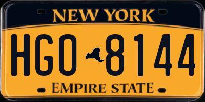 NY license plate HGO8144