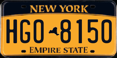 NY license plate HGO8150