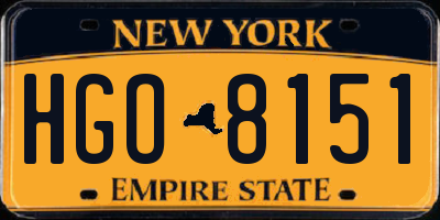 NY license plate HGO8151