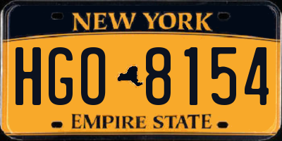 NY license plate HGO8154