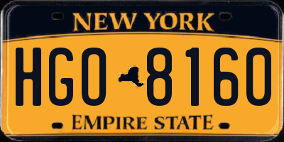 NY license plate HGO8160