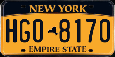 NY license plate HGO8170