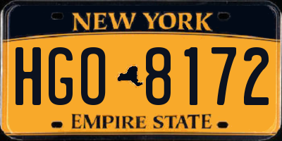 NY license plate HGO8172