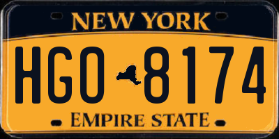 NY license plate HGO8174