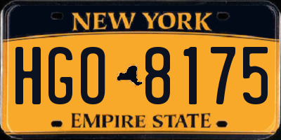 NY license plate HGO8175