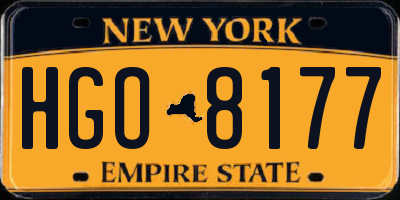 NY license plate HGO8177