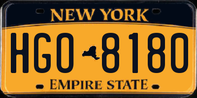 NY license plate HGO8180