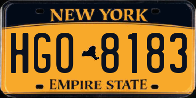 NY license plate HGO8183