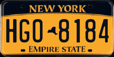 NY license plate HGO8184