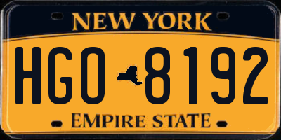 NY license plate HGO8192