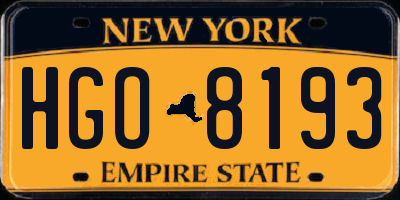 NY license plate HGO8193