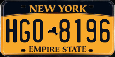 NY license plate HGO8196