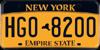 NY license plate HGO8200