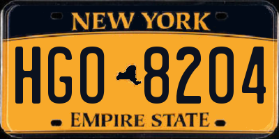 NY license plate HGO8204