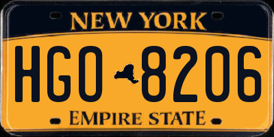 NY license plate HGO8206