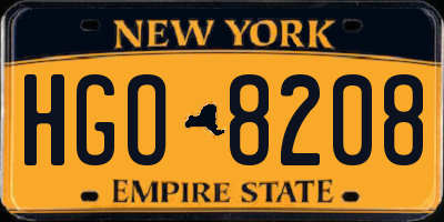 NY license plate HGO8208