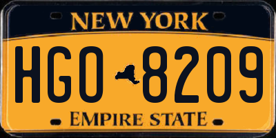 NY license plate HGO8209