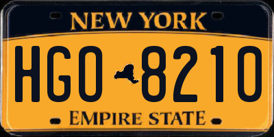 NY license plate HGO8210