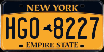 NY license plate HGO8227