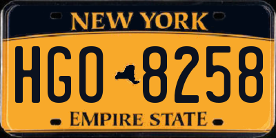 NY license plate HGO8258