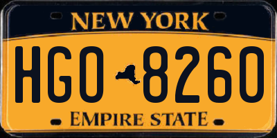 NY license plate HGO8260