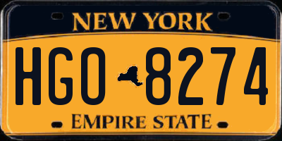 NY license plate HGO8274