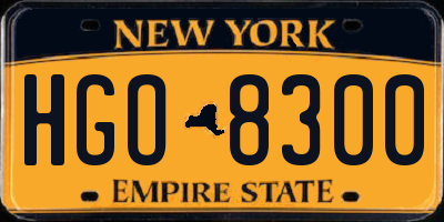 NY license plate HGO8300