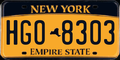 NY license plate HGO8303