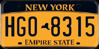 NY license plate HGO8315