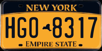 NY license plate HGO8317