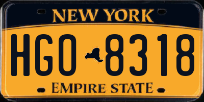 NY license plate HGO8318