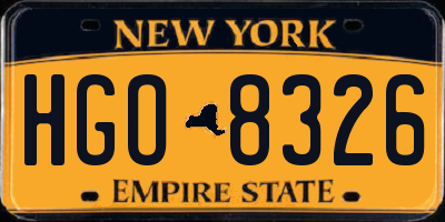 NY license plate HGO8326