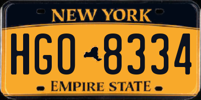 NY license plate HGO8334