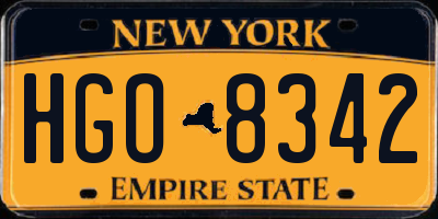 NY license plate HGO8342