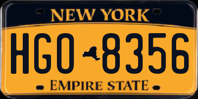 NY license plate HGO8356