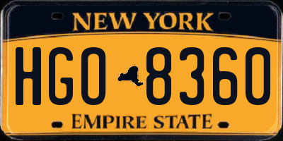 NY license plate HGO8360