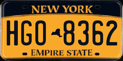 NY license plate HGO8362